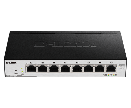 D-Link 8-Port Gigabit PoE Smart Managed Switch - DGS-1100-08P