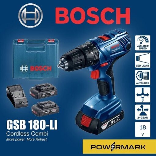 Bosch Cordless Impact Drill GSB 180-LI + 23 Accessories
