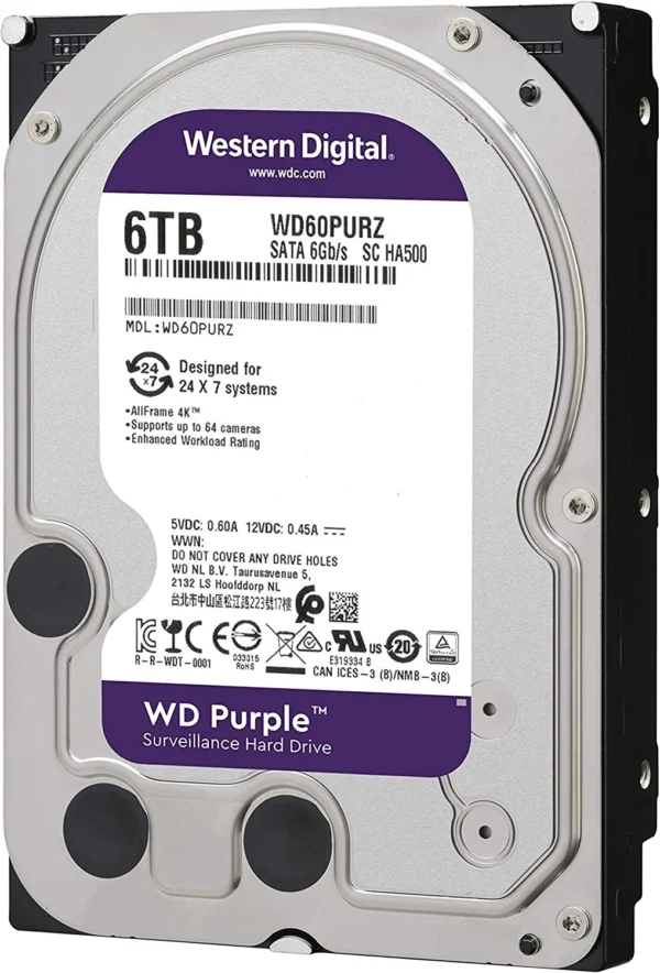 WD Purple Surveillance Hard Drive - 6 TB WD63PURZ