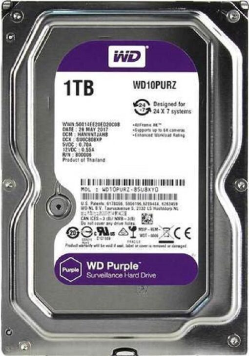 WD Purple Surveillance Hard Drive - 1 TB - WD10PURZ