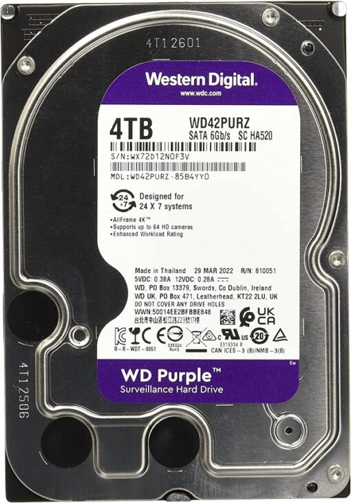 WD Purple Surveillance Hard Drive - 4 TB-WD42PURZ