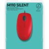 Logitech USB Silent Mouse M110 - Red - 910-005489