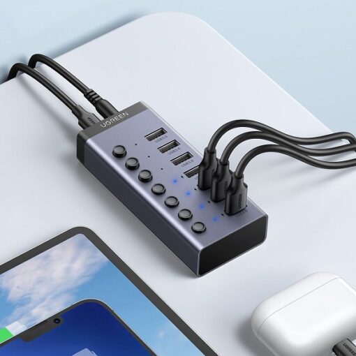UGREEN-7-Port-Powered-USB-3.0-Hub-UK-Power-adaptor-CM481