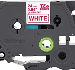 Brother Genuine P-Touch TZE-252 Tape Red on White 24mm