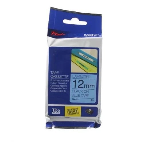 Brother TZe-531 - 12mm Black on Blue Laminated Tape