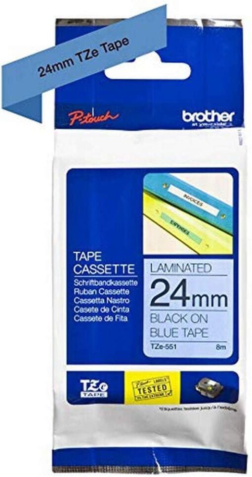 Brother TZe-551 Labelling Tape Cassette Black on Blue 24 mm