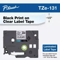 Genuine Brother TZe-131 Labelling Tape Black on Clear 12mm