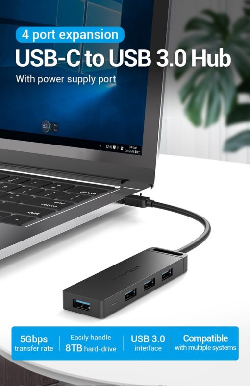 Vention TGKBB Type C to 4 Port USB 3.0 Hub 0.15M