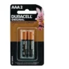 DURACELL ALKALINE BATTERIES AAA 2pack