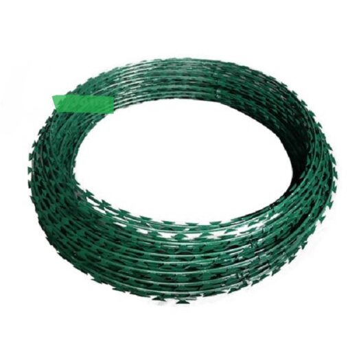 Razor wire 450mm PVC coated -Green