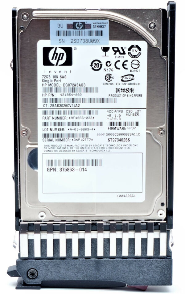 HPE 1TB 12G SAS 7.2K 2.5" 512E SC Hard Drive (G9 Series)