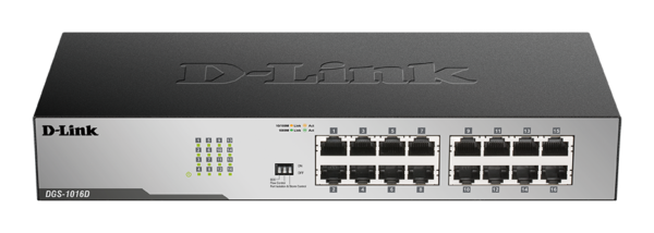D-Link DGS-1016D/B Unmanaged Green Desktop Gigabit Switch