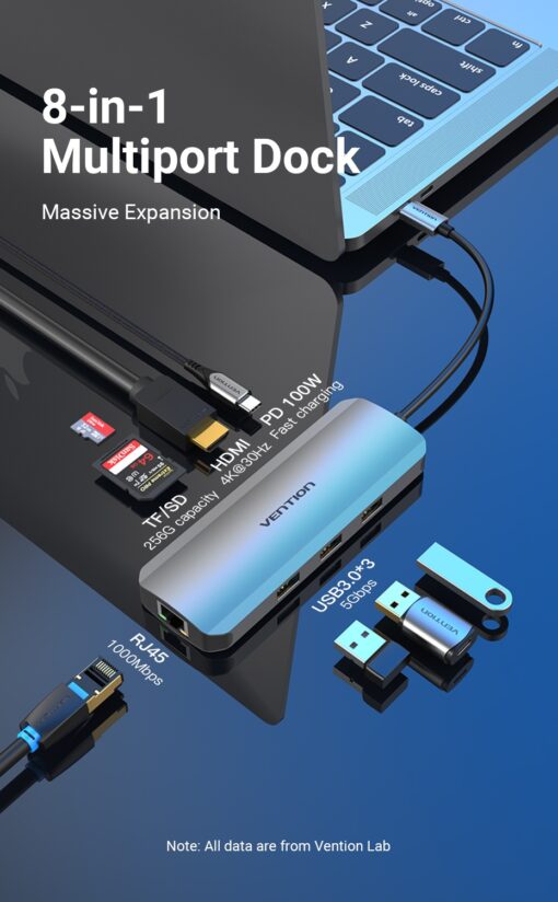 Vention USB-C 8 in 1 DOCKING STATION-TOKHB