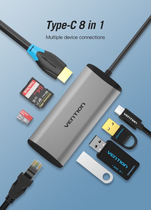 Vention USB-C 8 in 1 DOCKING STATION-VEN CNDHB