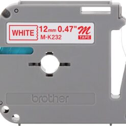 Brother MK-232 1/2in Labeling Tape (Red on White Tape)