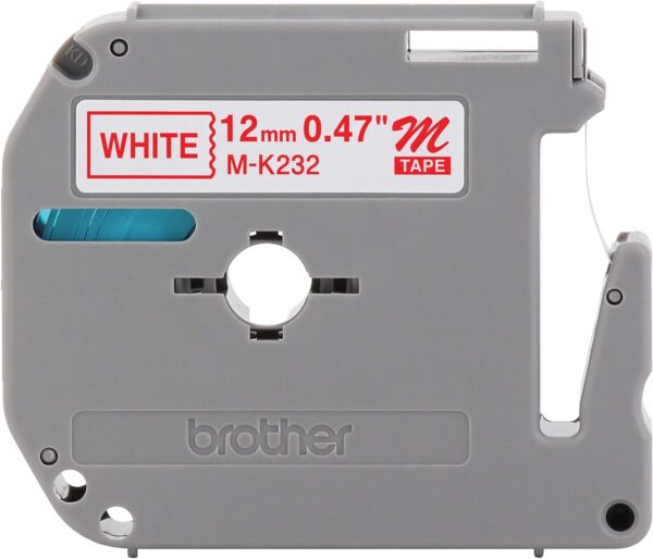 Brother MK-232 1/2in Labeling Tape (Red on White Tape)