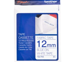 Brother TZe-FA3 Fabric Tape Cassette 12mm Blue on White