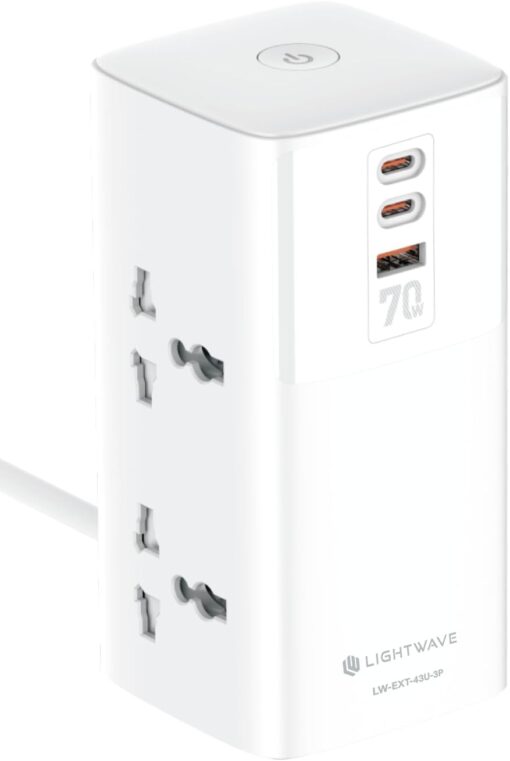 Light Wave LW-EXT-43U-3P 4-Way Socket Power Extension Tower