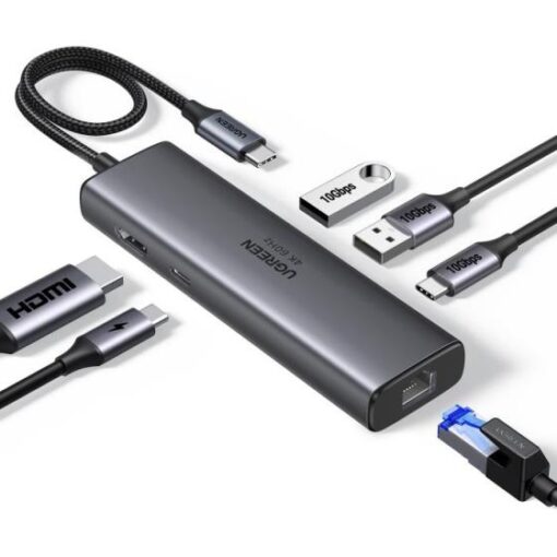 UGREEN CM512 6 -In -1 Docking Station- USB-C To 3*USB 3.0 A/HDMI/RJ45/ 100W PD Converter