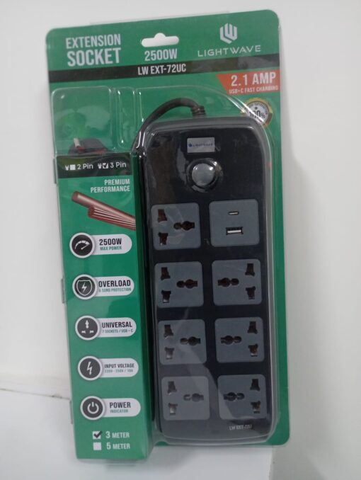 Lightwave EXT 72U Power Extension 7 port 3m Cable