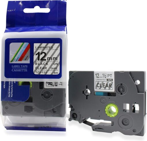 Brother 12mm x 8M Black on white Compatible Label tape