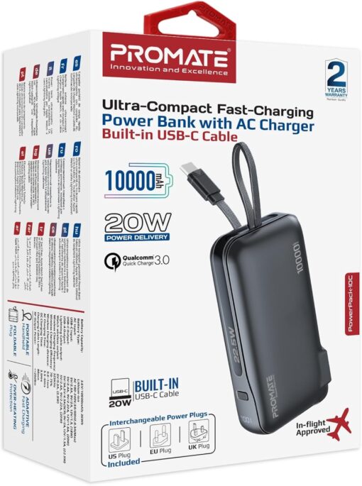 Promate 10000mAh Dual Mode PowerPack-10C Power Bank