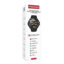 Promate XWATCH R19 1.53" Round Screen Fitness Tracker Smartwatch