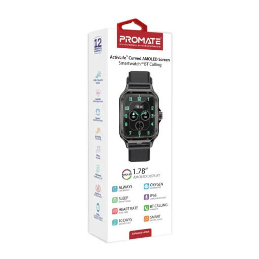 Promate XWATCH-RM 1.78″ Curved AMOLED Smartwatch