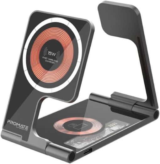 Promate AURAFOLD-TRIO 3 in 1 Ultra-Slim 15W MagSafe Charger