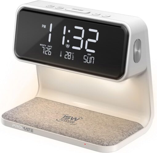 Promate Lumix-15W 3 in 1 Multi Function LED Alarm Clock