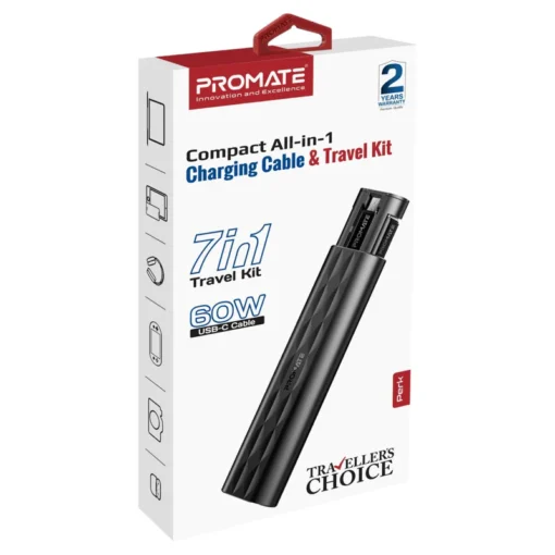 Promate PERK Compact All in 1 Charging Cable and Travel Kit