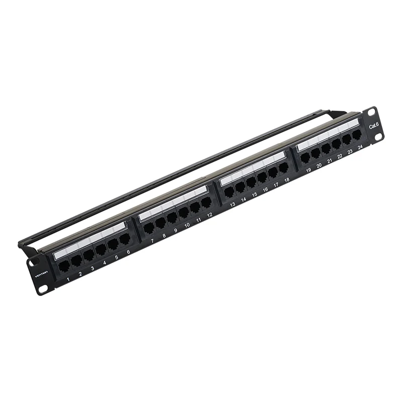 VENTION Cat.6 UTP 24 Ports Keystone Patch Panel Black KGCB0