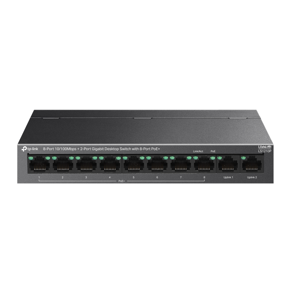 TP link 8-Port PoE+ Switch with 2 Gigabit Uplinks LS1210P