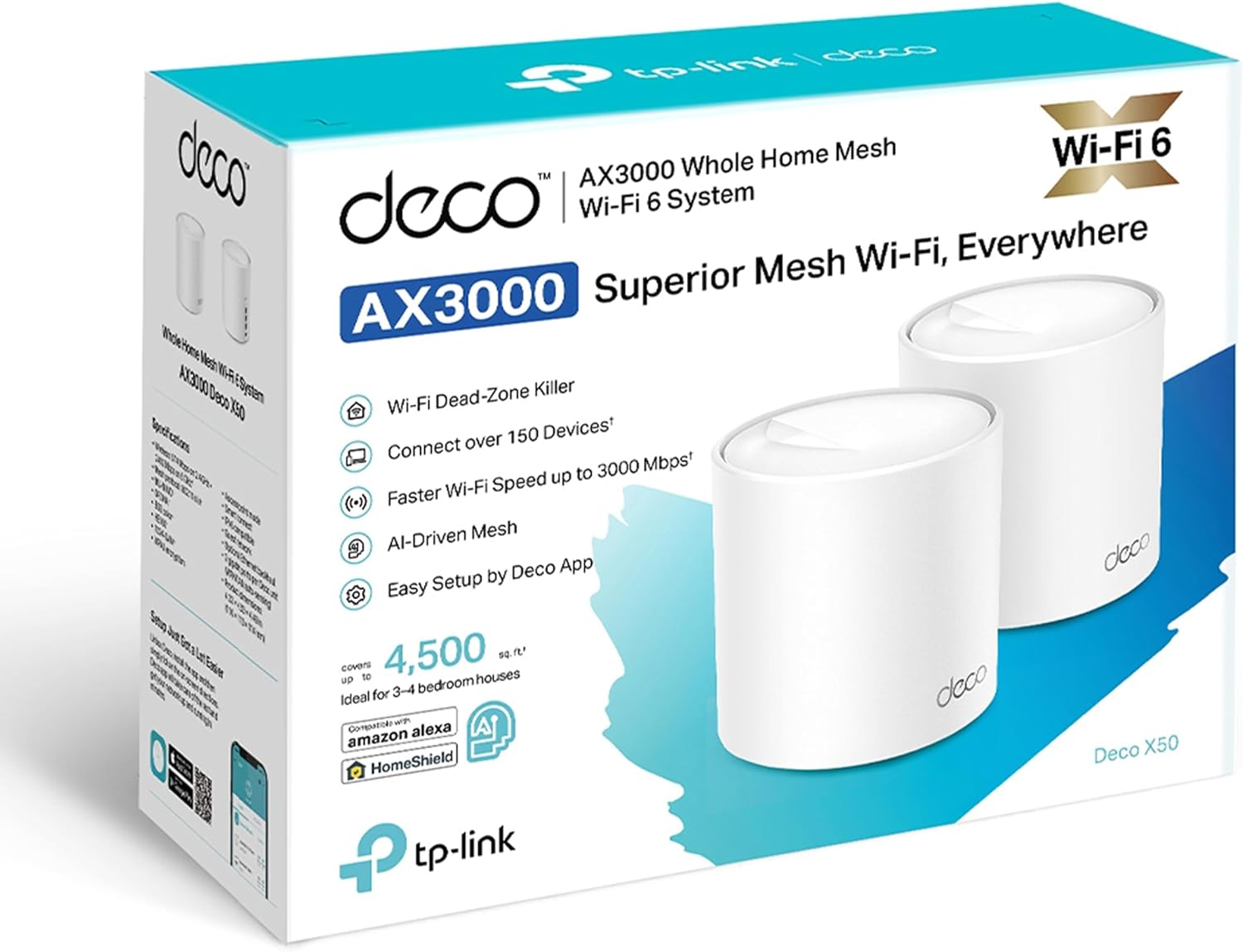 TP-Link Deco X50 AX3000 Home Mesh Wi-Fi 6 System (2 Pack)