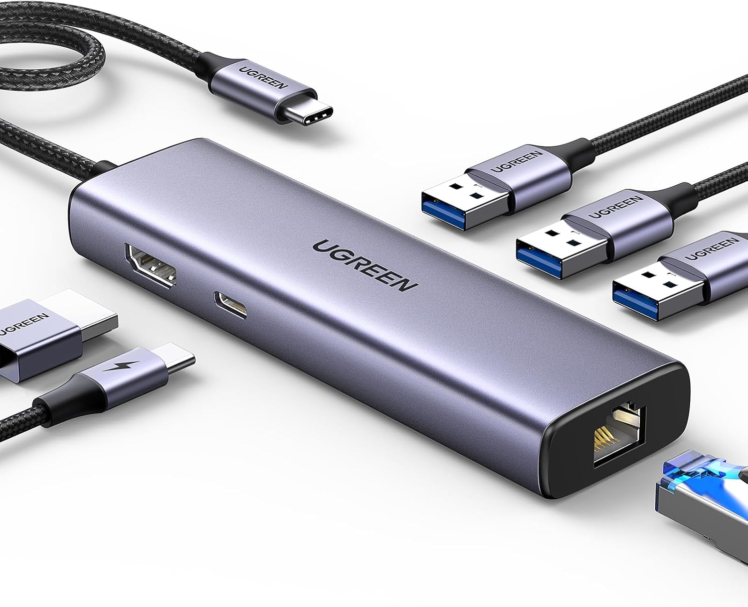 UGREEN CM512 6 in 1 USB C Hub with Gigabit Ethernet Adapter